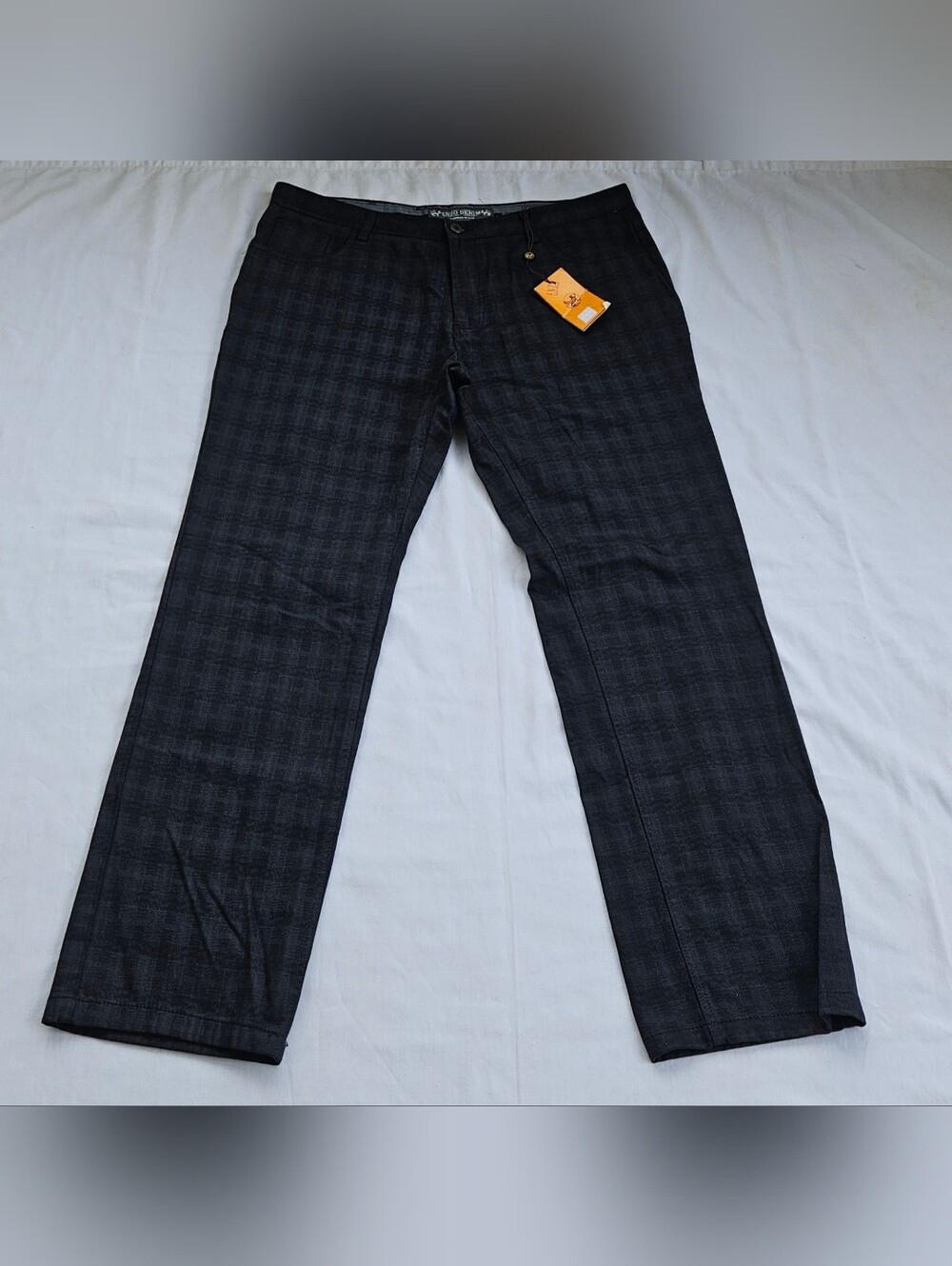 Enzo Denim Men’s Black Check Chino Pants Size 38 NWT